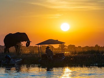 Zonsondergang nabij Chobe, Afrika van John Flemington