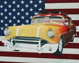 Pontiac Safari Kombi-Surfer Edition 1956 mit Flagge der U.S.A.