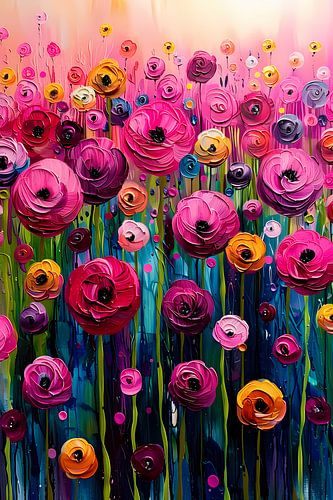 Levendige abstracte bloemenpracht in kleur