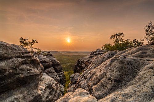 Sonnenuntergang  im Elbsandstein Gebirge