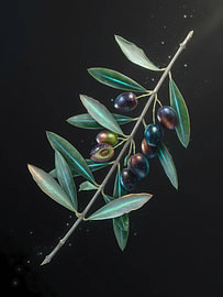 „Radiant Olive Branch“ | Luxuriöse Wandkunst mit botanischen Motiven | Zeitgenössische mediterrane Kunst