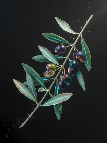 „Radiant Olive Branch“ | Luxuriöse Wandkunst mit botanischen Motiven | Zeitgenössische mediterrane Kunst