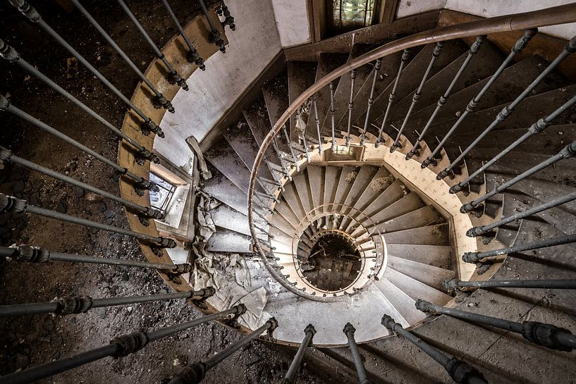 Staircase spiral seen from above by Inge van den Brande