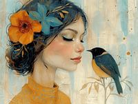 The girl with the bird