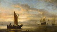 Coucher de soleil en mer, Willem van de Velde le Jeune par Des maîtres magistraux Aperçu