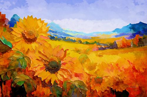 Landscape with sunflowers by Andreas Wemmje