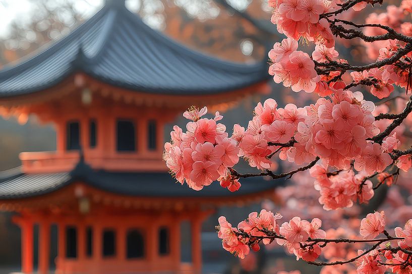 peinture spirituelle fleurs de cerisier sakura japon par Egon Zitter