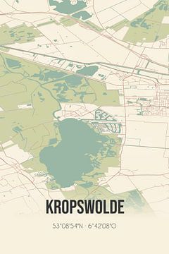 Vintage landkaart van Kropswolde (Groningen) van Rezona