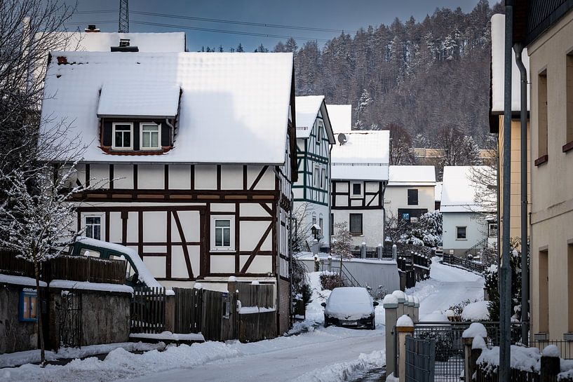 Herleshausen Fachwerkhäuser im Winter von Roland Brack