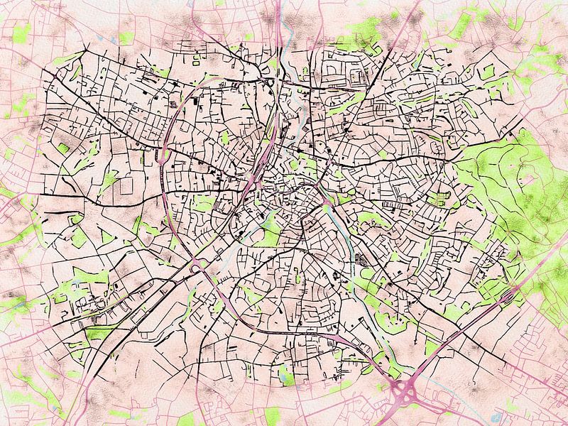 Carte de Herford avec le style 'Soothing Spring' par Maporia