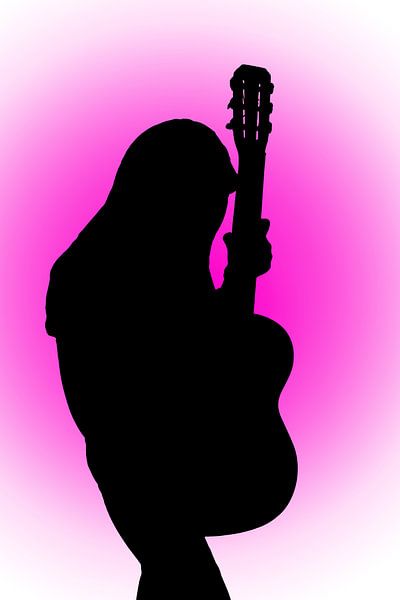 Woman with guitar by Bo Valentino