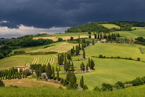 Zig zag road in Tuscany, Italy