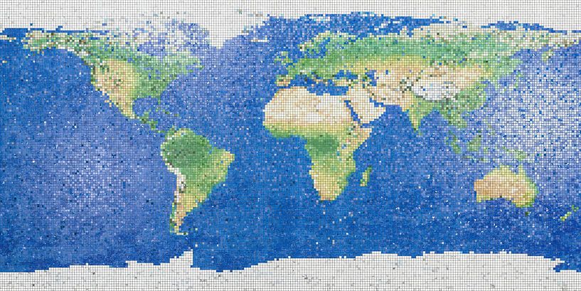 Verschrikking makkelijk te gebruiken zonlicht Wereldkaart mozaïek van Frans Blok op canvas, behang en meer