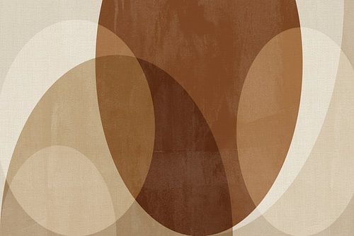 Scandinavische geometrische kunst in bruine kleuren op linnen