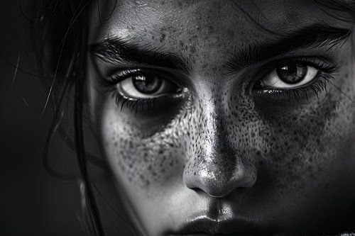 Zwart-wit portret met intense blik