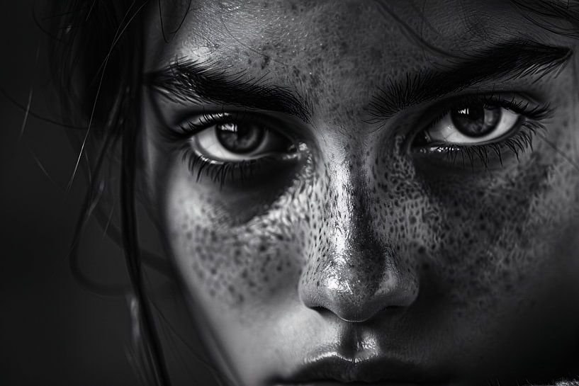 Schwarz-Weiß-Porträt mit intensivem Blick von Imperial Art House