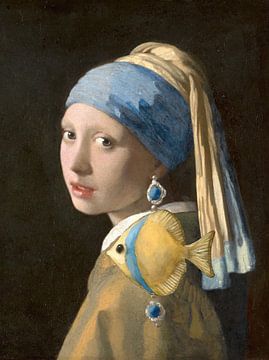 Fish Catching Vermeer's Girl by Gisela- Art for You