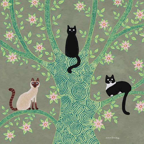 Drei Katzen in einem Baum
