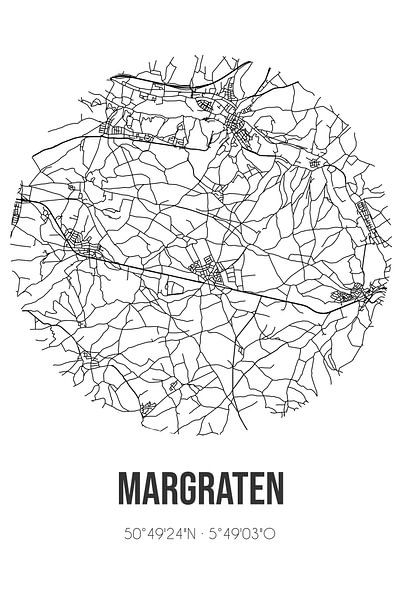 Margraten (Limburg) | Karte | Schwarz und Weiß von Ortsdrucke