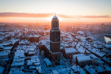 Zwolle in the snow by Thomas Bartelds
