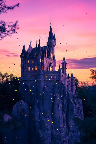 Märchenschloss bei Dämmerung von Poster Art Shop