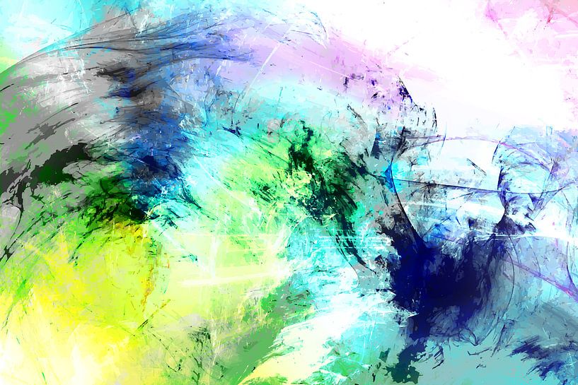 Modern, Abstract Digital Watercolour Artwork in Pastel Colours by Art By Dominic
