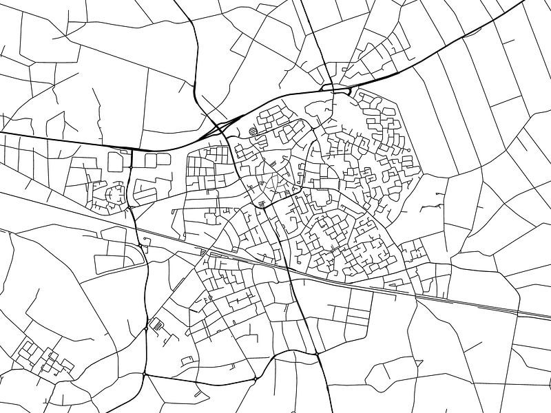 Map of Deurne in Black and Wite by De Kaartenwinkel