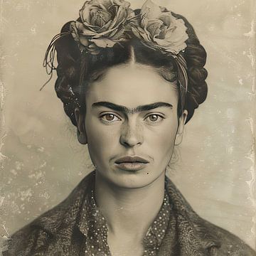 Frida Poster Zwart Wit van Niklas Maximilian