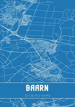 Blauwdruk | Landkaart | Baarn (Utrecht) van MijnStadsPoster