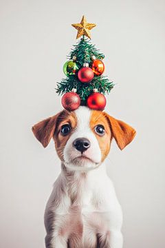 Kerst puppy van Poster Art Shop