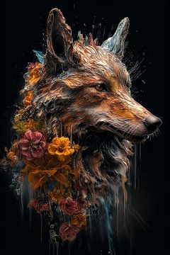 De wolf als bloem uitgebeeld.