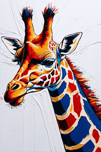 Kleurrijke moderne giraffe schilderij