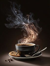illustration of a hot cup of coffee or cappuccino