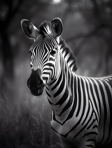 Zebraportret in tijdloze zwart-wit elegantie