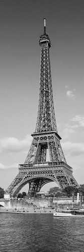 PARIS Eiffel Tower & River Seine Panorama | Monochrome