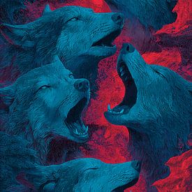 A dramatic depiction of howling wolves by Pixelbull Design