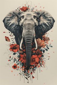 Majestät der Savanne - Elefant in Blüte