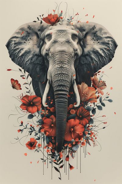 Majesteit van de Savanne - Olifant in Bloei van Eva Lee