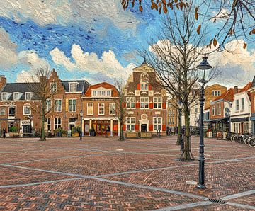 La place Wilhelminaplein à Naaldwijk. sur Nicolaas Digi Art