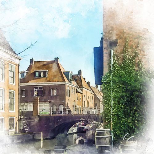 Gracht in Appingedam, Groningen, Nederland.