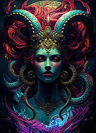 Déesse avec couronne de serpent Digital Art sur BRZ999
