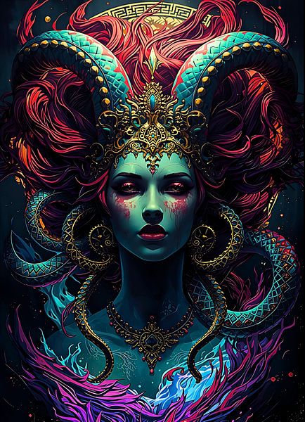 Goddess with Snake Crown Digital Art by BRZ999