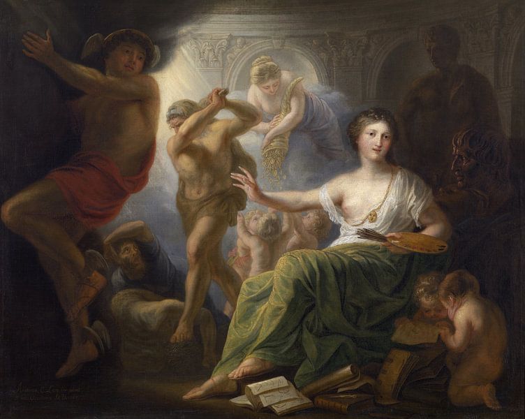 Andries Lens, Herkules schützt die Muse der schönen Künste vor Neid und Unwissenheit, 1763 von Atelier Liesjes