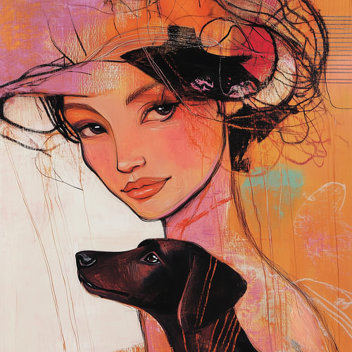 Esprit libre – portrait moderne d'une femme avec son chien