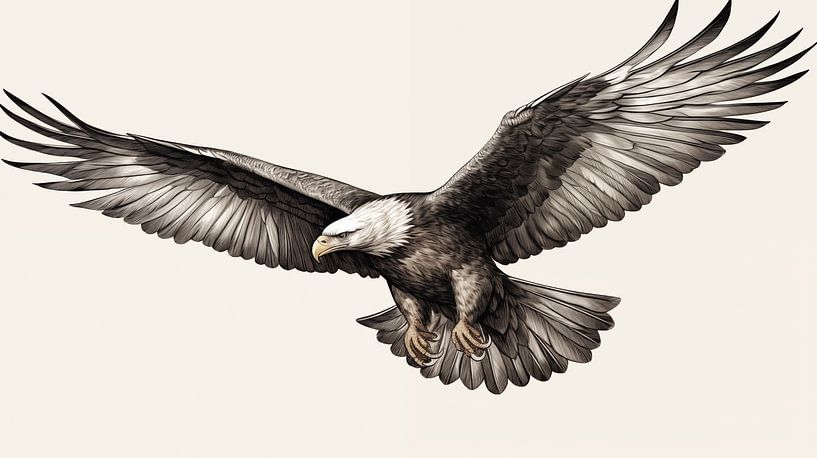 Weißkopfseeadler-Zeichnung, Weißkopfseeadler-Bleistiftzeichnung im Vintage-Stil. von Animaflora PicsStock