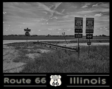 Wegbewijzering route 66 in Illinois. van Humphry Jacobs