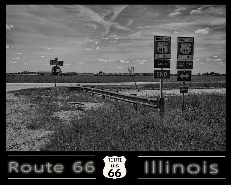Straßenbeschilderung Route 66 in Illinois. von Humphry Jacobs