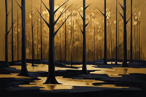 Bos met goud schilderij