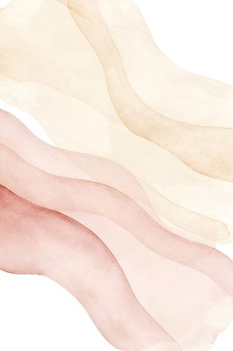 Abstract watercolour waves in beige and pink