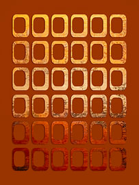 Grafisches Retro-Design in warmem Orange mit goldenem Schimmer